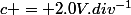 c = 2.0V.div^{-1}