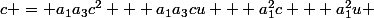 c = a_1a_3c^2 + a_1a_3cu + a_1^2c + a_1^2u 