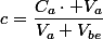 c=\dfrac{C_a\cdot V_a}{V_a+V_{be}}