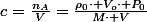 c=\frac{n_{A}}{V}=\frac{\rho_{0}\cdot V_{o}\cdot P_{0}}{M\cdot V}