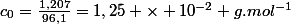 c_0=\frac{1,207}{96,1}=1,25 \times 10^{-2} g.mol^{-1}