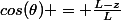 cos(\theta) = \frac{L-z}{L}