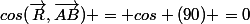 cos(\vec{R},\vec{AB}) = cos (90) =0