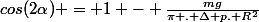 cos(2\alpha) = 1 - \frac{mg}{\pi . \Delta p. R^2}