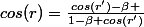 cos(r)=\frac{cos(r')-\beta }{1-\beta cos(r')}