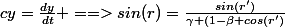 cy=\frac{dy}{dt} ==>sin(r)=\frac{sin(r')}{\gamma (1-\beta cos(r')}