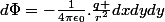 d\Phi=-\frac{1}{4\pi\epsilon_0}.\frac{q }{r^2}dxdydy