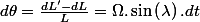 d\theta=\frac{dL'-dL}{L}=\Omega.\sin\left(\lambda\right).dt