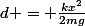 d = \frac{kx^2}{2mg}
