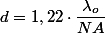d=1,22\cdot\dfrac{\lambda_{o}}{NA}