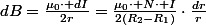 dB=\frac{\mu_{0}\cdot dI}{2r}=\frac{\mu_{0}\cdot N\cdot I}{2\left(R_{2}-R_{1}\right)}\cdot\frac{dr}{r}