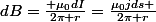 dB=\frac{ \mu_0dI}{2\pi r}=\frac{\mu_0jds }{2\pi r}
