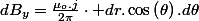dB_{y}=\frac{\mu_{o}.j}{2\pi}\cdot dr.\cos\left(\theta\right).d\theta