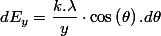 dE_{y}=\dfrac{k.\lambda}{y}\cdot\cos\left(\theta\right).d\theta