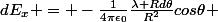 dE_x = -\frac{1}{4\pi\epsilon_0}\frac{\lambda Rd\theta}{R^2}cos\theta 