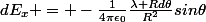 dE_x = -\frac{1}{4\pi\epsilon_0}\frac{\lambda Rd\theta}{R^2}sin\theta