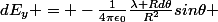 dE_y = -\frac{1}{4\pi\epsilon_0}\frac{\lambda Rd\theta}{R^2}sin\theta 