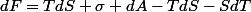 dF=TdS+\sigma dA-TdS-SdT