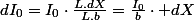 dI_0=I_{0}\cdot\frac{L.dX}{L.b}=\frac{I_{0}}{b}\cdot dX