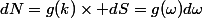 dN=g(k)\times dS=g(\omega)d\omega