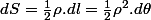 dS=\frac{1}{2}\rho.dl=\frac{1}{2}\rho^{2}.d\theta