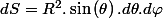 dS=R^{2}.\sin\left(\theta\right).d\theta.d\varphi