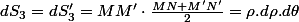 dS_{3}=dS'_{3}=MM'\cdot\frac{MN+M'N'}{2}=\rho.d\rho.d\theta