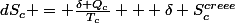 dS_c = \frac{\delta Q_c}{T_c} + \delta S_c^{creee}