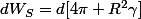 dW_S=d[4\pi R^2\gamma]