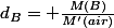 d_{B}= \frac{M(B)}{M'(air)}