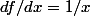 df/dx=1/x