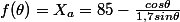 f(\theta)=X_a=85-\frac{cos\theta}{1,7sin\theta}