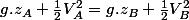 g.z_{A}+\frac{1}{2}V_{A}^{2}=g.z_{B}+\frac{1}{2}V_{B}^{2}
