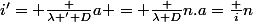 i'= \frac {\lambda ' D}{a} = \frac {\lambda D}{n.a}=\frac {i}{n}