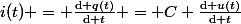 i(t) = \frac{\mathrm{d} q(t)}{\mathrm{d} t} = C \frac{\mathrm{d} u(t)}{\mathrm{d} t}