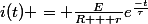 i(t) = \frac{E}{R + r}e^{\frac{-t}{\tau}}