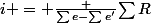 i = \frac {\sum{e}-\sum{e'}}{\sum{R}}