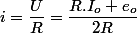 i=\dfrac{U}{R}=\dfrac{R.I_{o}+e_{o}}{2R}
