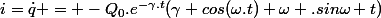i=\dot{q} = -Q_0.e^{-\gamma.t}(\gamma cos(\omega.t)+\omega .sin\omega t)