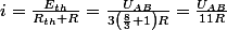 i=\frac{E_{th}}{R_{th}+R}=\frac{U_{AB}}{3\left(\frac{8}{3}+1\right)R}=\frac{U_{AB}}{11R}