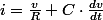 i=\frac{v}{R}+C\cdot\frac{dv}{dt}