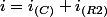 i=i_{(C)}+i_{(R2)}