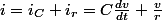 i=i_{C}+i_{r}=C\frac{dv}{dt}+\frac{v}{r}