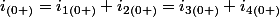i_{(0+)}=i_{1(0+)}+i_{2(0+)}=i_{3(0+)}+i_{4(0+)}