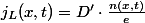 j_{L}(x,t)=D'\cdot\frac{n(x,t)}{e}