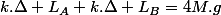 k.\Delta L_{A}+k.\Delta L_{B}=4M.g