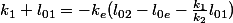 k_{1} l_{01}=-k_{e}(l_{02}-l_{0e}-\frac{k_{1}}{k_{2}}l_{01})