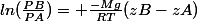 ln(\frac{PB}{PA})= \frac{-Mg}{RT}(zB-zA)