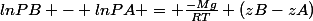 lnPB - lnPA = \frac{-Mg}{RT} (zB-zA)