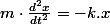 m\cdot\frac{d^{2}x}{dt^{2}}=-k.x